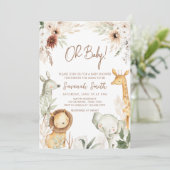 Boho Safari Animals Baby Shower Einladung (Stehend Vorderseite)