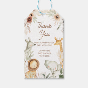 Boho Safari Animals Baby Shower Fevor Tags Geschenkanhänger