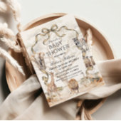 Boho Safari Animals Beige Neutral Baby Shower Einladung