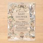 Boho Safari Animals Gender Neutral Baby Shower Acryleinladungen (Vorderseite)