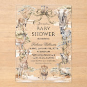 Boho Safari Animals Gender Neutral Baby Shower Acryleinladungen (Vorderseite)