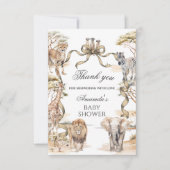Boho Safari Animals Gender Neutral Baby Shower Dankeskarte (Vorderseite)