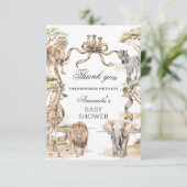 Boho Safari Animals Gender Neutral Baby Shower Dankeskarte (Stehend Vorderseite)
