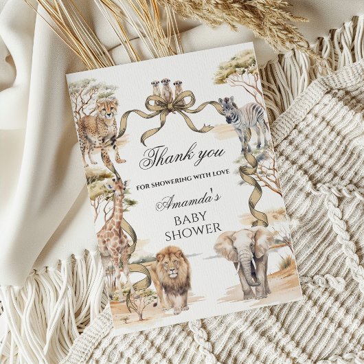 Boho Safari Animals Gender Neutral Baby Shower Dankeskarte
