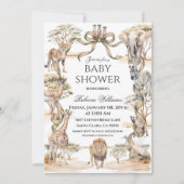 Boho Safari Animals Gender Neutral Baby Shower Einladung (Vorderseite)