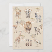Boho Safari Animals Gender Neutral Baby Shower Einladung (Rückseite)
