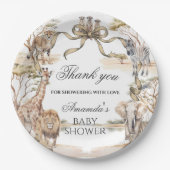 Boho Safari Animals Gender Neutral Baby Shower Pappteller (Vorderseite)