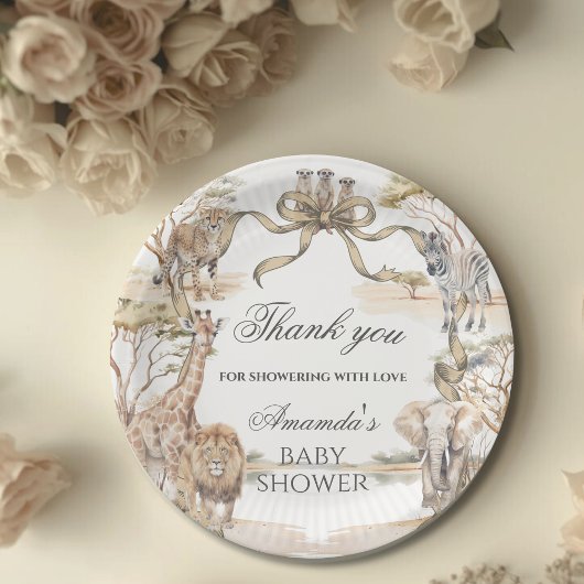Boho Safari Animals Gender Neutral Baby Shower Pappteller