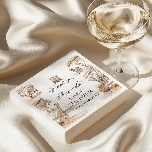 Boho Safari Animals Gender Neutral Baby Shower Serviette