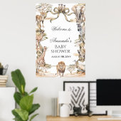Boho Safari Animals Neutral Baby Shower Welcome Poster (Heimbüro)