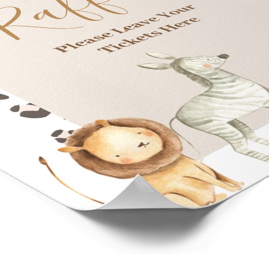 Boho Safari Animals Wasserfarben Windeln Raffle Poster (Ecke)