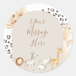 Boho Safari Animals Watercolor Message Sticker
