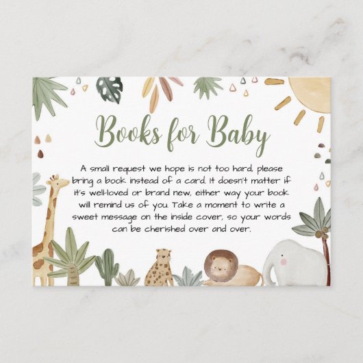 Boho Safari Babydusche Bücher für Baby Begleitkarte (Vorderseite)