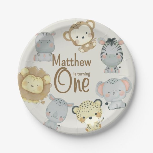 Boho Safari Birthday Paper Plate Pappteller (Vorderseite)