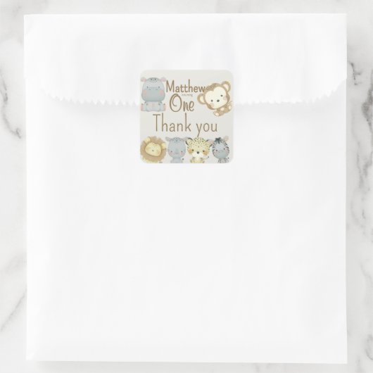 Boho Safari Birthday Square Sticker (Tasche)