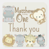 Boho Safari Birthday Square Sticker (Vorderseite)