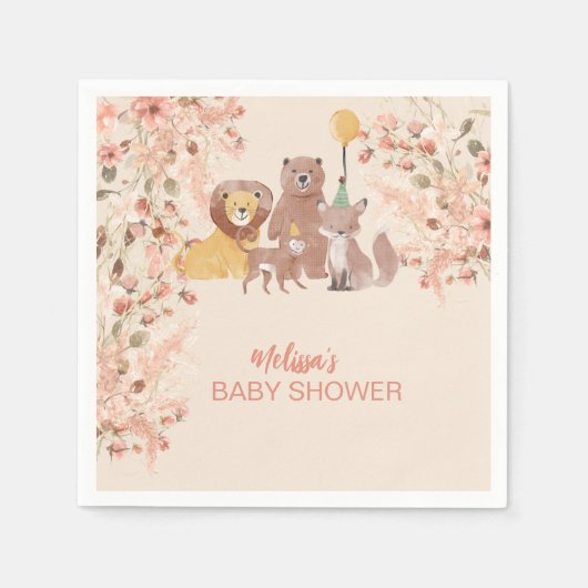 Boho Safari Blush Pink Pampas Grass personalisiere Serviette (Vorderseite)