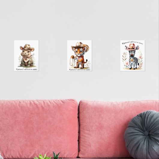 Boho Safari Cowboy Kinderzimmer Personalisiert Kid Bilderwand Sets (Wohnzimmer)