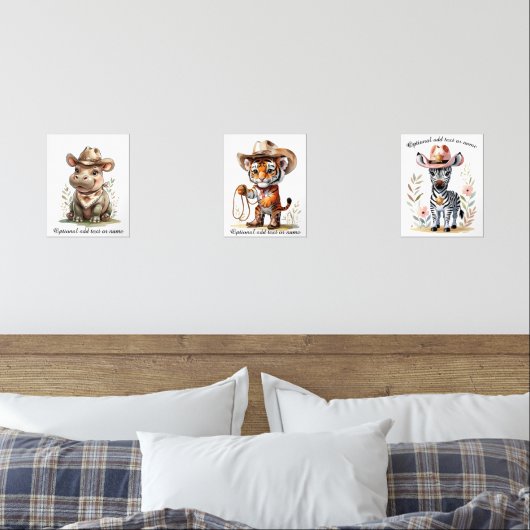 Boho Safari Cowboy Kinderzimmer Personalisiert Kid Bilderwand Sets (Schlafzimmer)