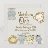 Boho Safari Einladung zum Geburtstag (Vorne/Hinten)