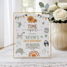 Boho-Safari-Geburtstags-Zeitkapsel-Tischschild