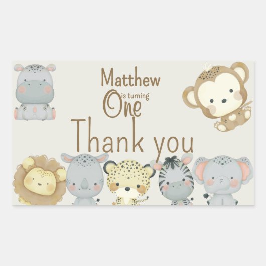 Boho Safari Geburtstagsticker Rechteckiger Aufkleber (Vorderseite)