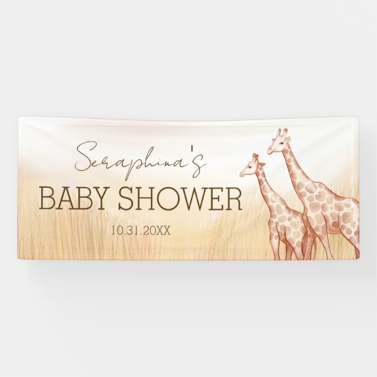 Boho Safari Giraffe Babydusche Banner (Horizontal)