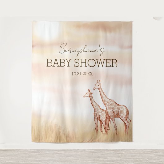 Boho Safari Giraffe Babydusche Wandteppich (Vorderseite)