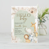 Boho Safari Hello Baby Dusche Einladung (Stehend Vorderseite)