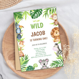 Boho Safari Jungle 1. Geburtstag Party Card Einladung