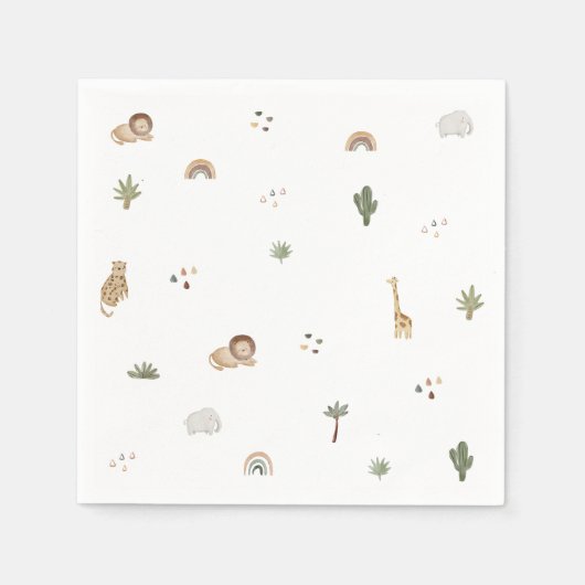 Boho Safari Jungle Animals Napkins Serviette (Vorderseite)