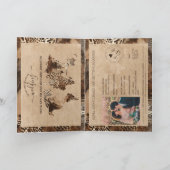 Boho Safari Leopard Wedding Passport World Map Einladung (Innenseite)