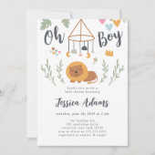 Boho Safari Lion Baby Boy Baby Shower Einladung (Vorderseite)