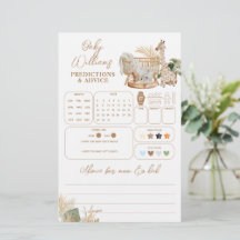 Boho Safari Neutral Baby Shower PREDICTIONS Game