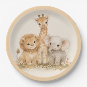 Boho-Safari-Niedliche-Tiere-Erdige-Neutrale-Baby-P Pappteller