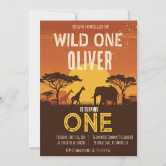 Boho-Safari-Sonnenuntergang-Wilde-Eins-Geburtstag Einladung