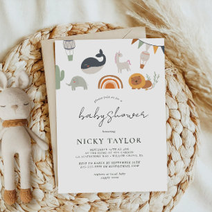 Boho Safari Süße Tier Rainbow Baby Dusche Einladung