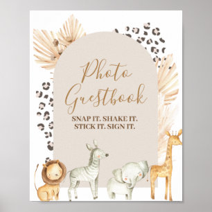 Boho-Safari-Tiere-Aquarell-Foto-Gästebuch Poster