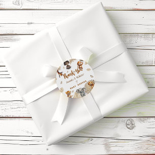 Boho-Safari-Tiere Baby Shower Danke Runder Aufkleber