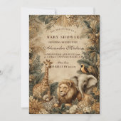 Boho-Safari-Tiere Baby Shower Einladung (Vorderseite)