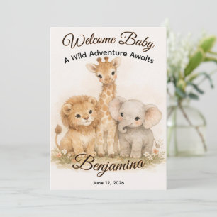 Boho-Safari-Tiere Erdig Neutrale Dusche Party Einladung