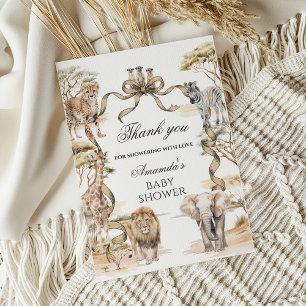 Boho-Safari-Tiere geschlechtsneutrale Babyparty Dankeskarte
