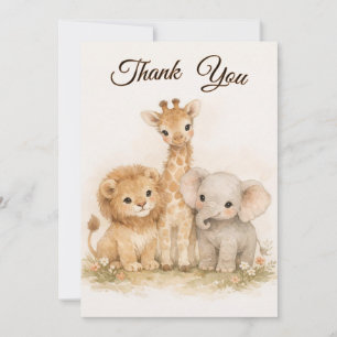 Boho-Safari-Tiere Löwe Giraffe Elefant Neutral Einladung