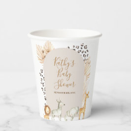 Boho Safari Tiere Pampas Grass White Paper Cups Pappbecher