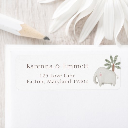 Boho Safari Watercolor Baby Dusche Rücksendeadress (Insitu)