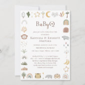 Boho Safari Watercolor Baby-Q GRILLEN Baby Shower Einladung (Vorderseite)