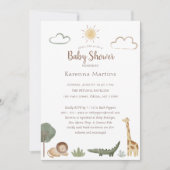 Boho Safari Watercolor Babydusche Einladung (Vorderseite)