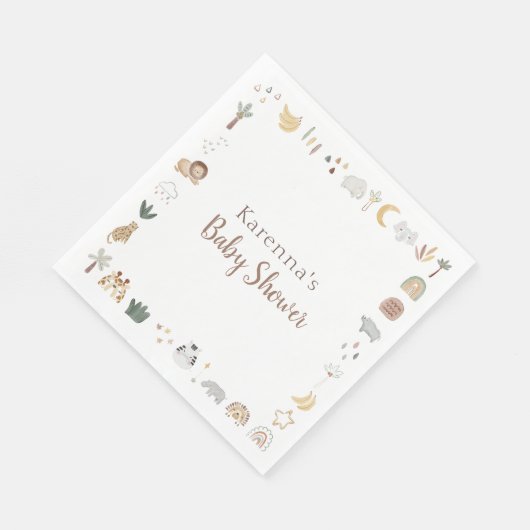 Boho Safari Watercolor Babydusche Serviette (Ecke)