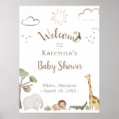 Boho Safari Watercolor Babydusche Willkommen Poster (Vorne)