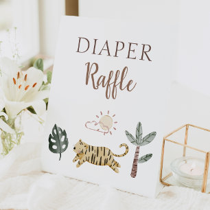 Boho Safari Watercolor Babydusche Windelwindeln Sockelschild